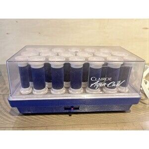 Clairol Aqua Curl Blue Velvet Flocked Rollers Steam Hair Setter Model K-40 WORKS